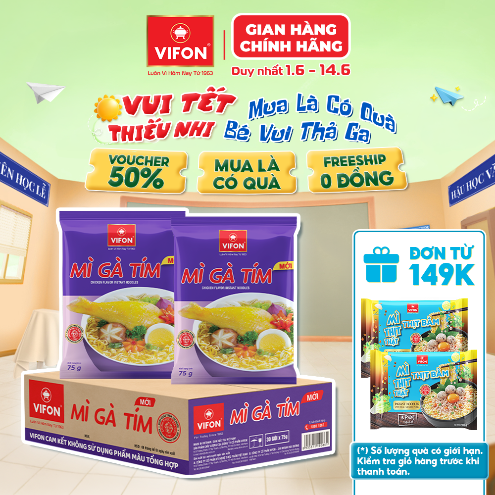Thùng 30 gói mì gà tím vifon 75g / gói