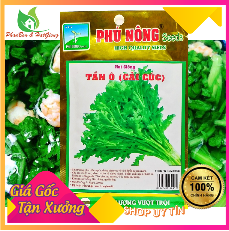 Hạt Giống Rau Tần Ô ( Cải Cúc ) - Phú Nông Seeds | Shop Phân Bón, Hạt Giống Rau Củ Quả, Xơ Dừa, Mùn Dừa, Đất Sạch Trồng Rau Sạch Tp. Hồ Chí Minh