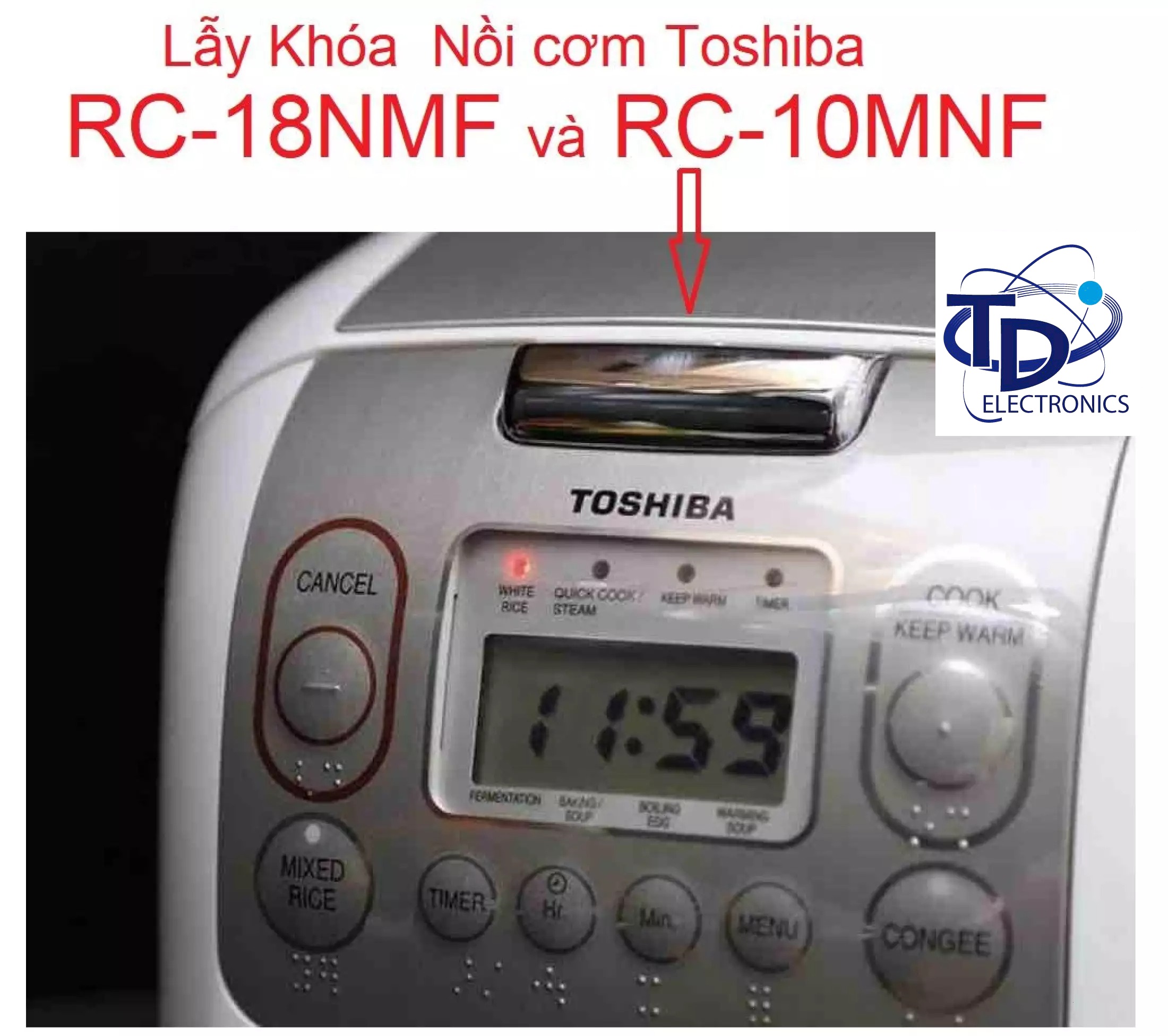 LẪY KHOÁ NẮP GÀI LINH KIỆN THAY THẾ NỒI CƠM ĐIỆN TỬ Toshiba 18NMF 10NMF- chống co biến dạng như hàng