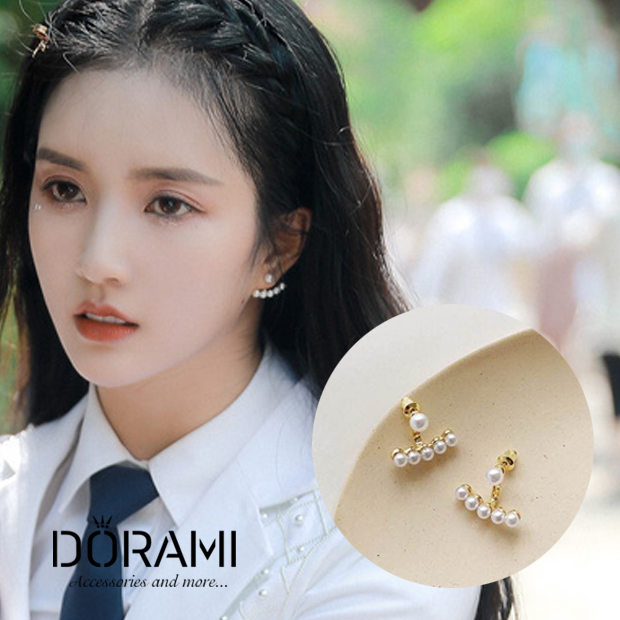 Bông tai nữ ngọc trai kiểu khuyên vành tai mẫu mới dễ thương style idol hàn quốc - dorami