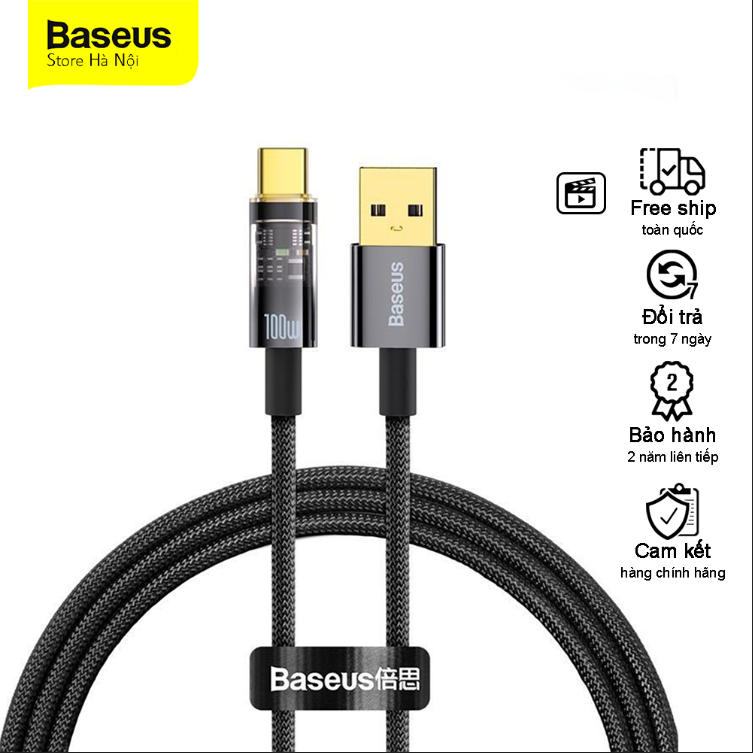 Cáp sạc nhanh tự ngắt gen2 usb to type-c 100w baseus explorer series