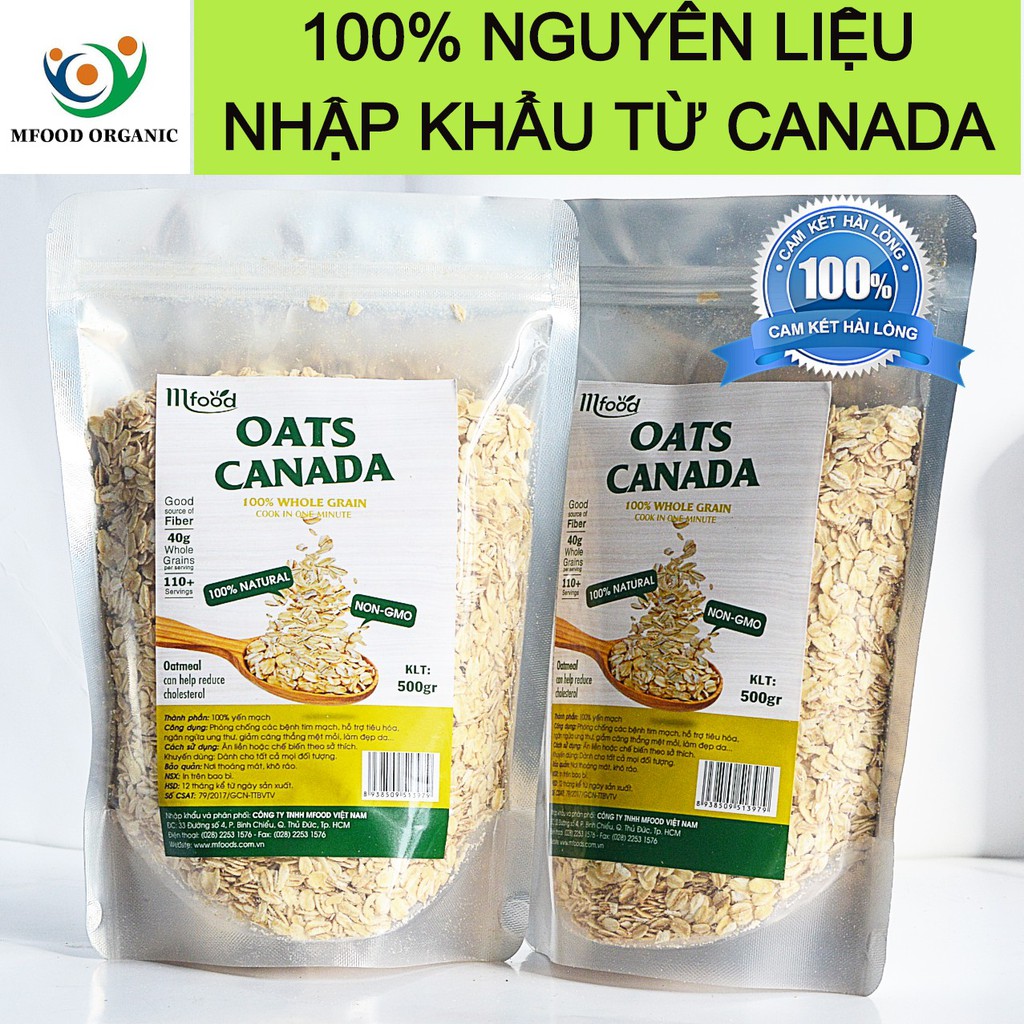 [HCM]Yến Mạch Cán Dẹp Oats Túi 500g từ Canada