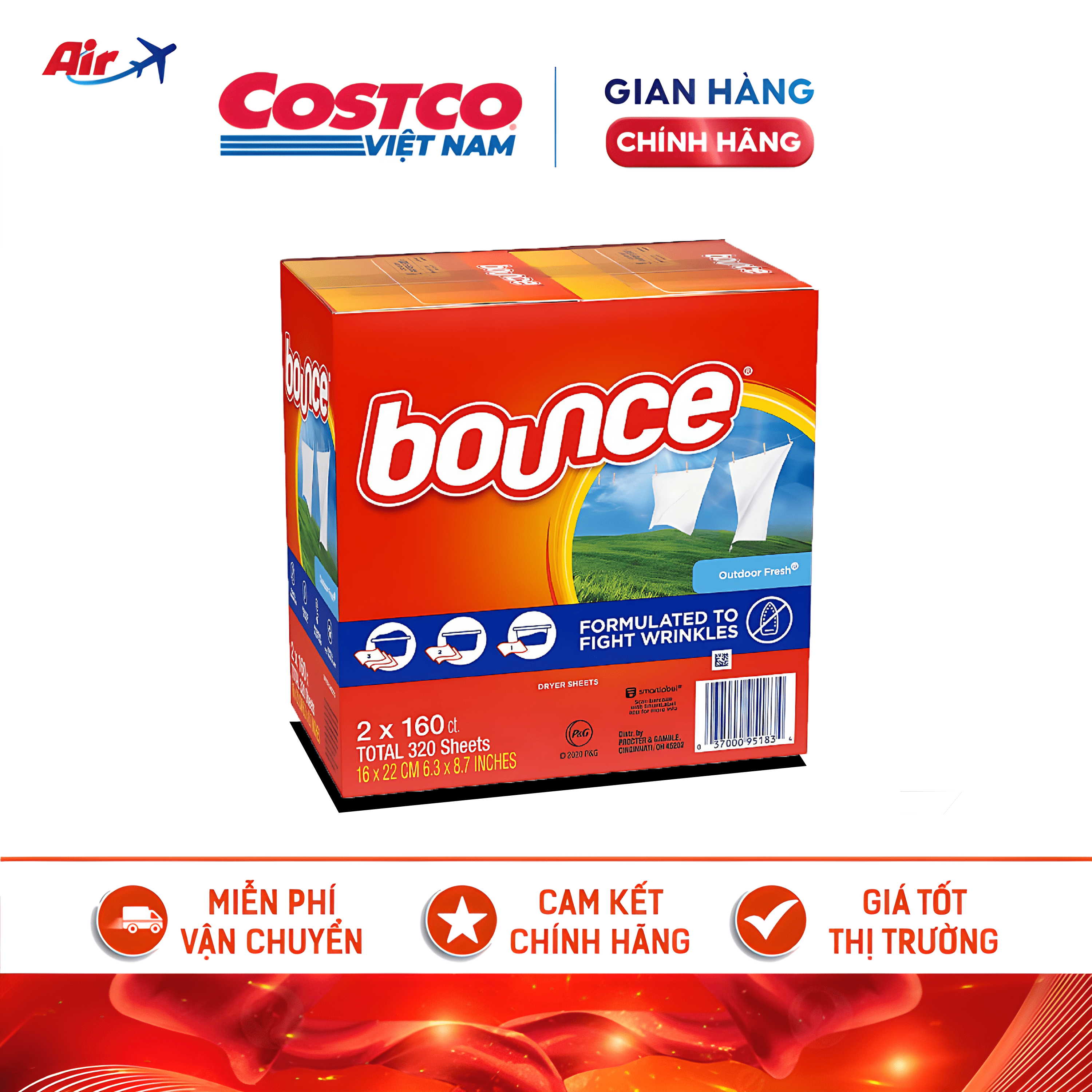 Giấy thơm quần áo bounce chính hãng của mỹ
