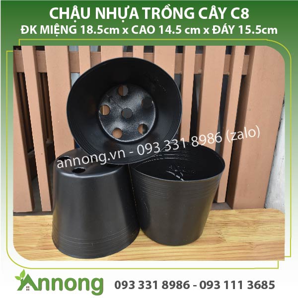 Combo 10 chậu nhựa trồng cây c8 -> c16 đen - đỏ
