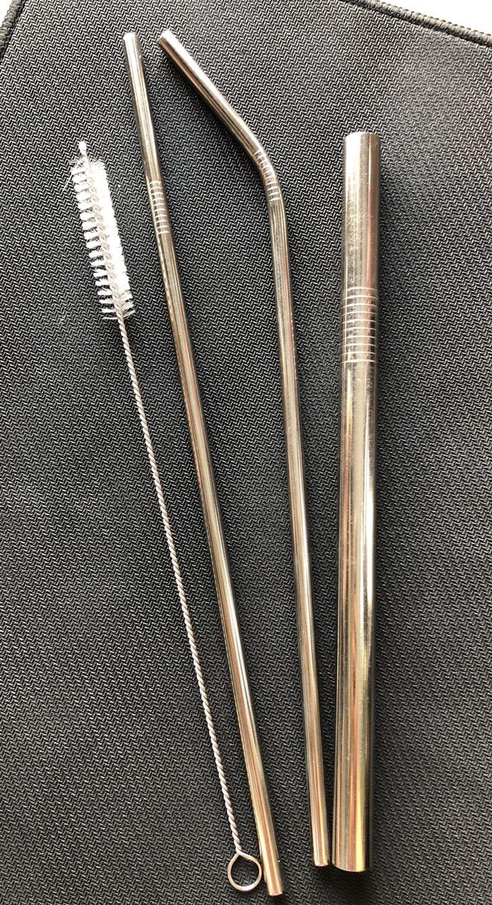 Combo 3 cây: ống hút inox 304 (dạng thẳng+cong+trà sữa)