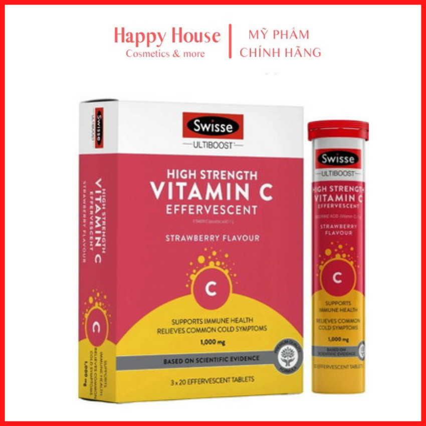 Swisse Vitamin C 60 Effervescent Tablets viên c sủi tăng sức đề kháng