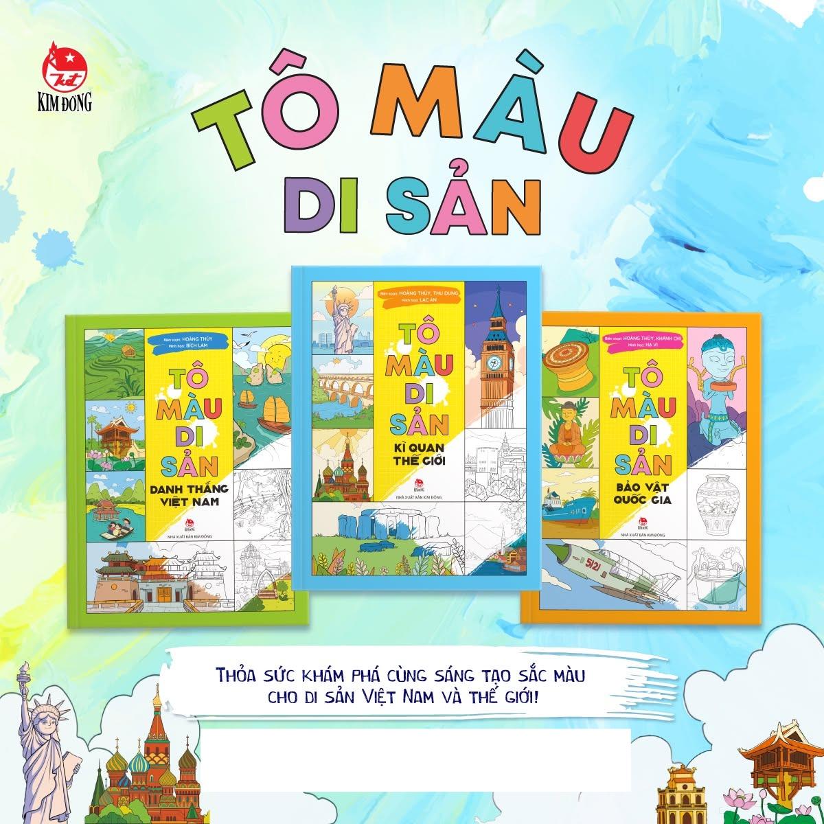 Sách tô màu di sản - Khám phá Kì quan thế giới & Danh thắng Việt Nam - NXB Kim Đồng