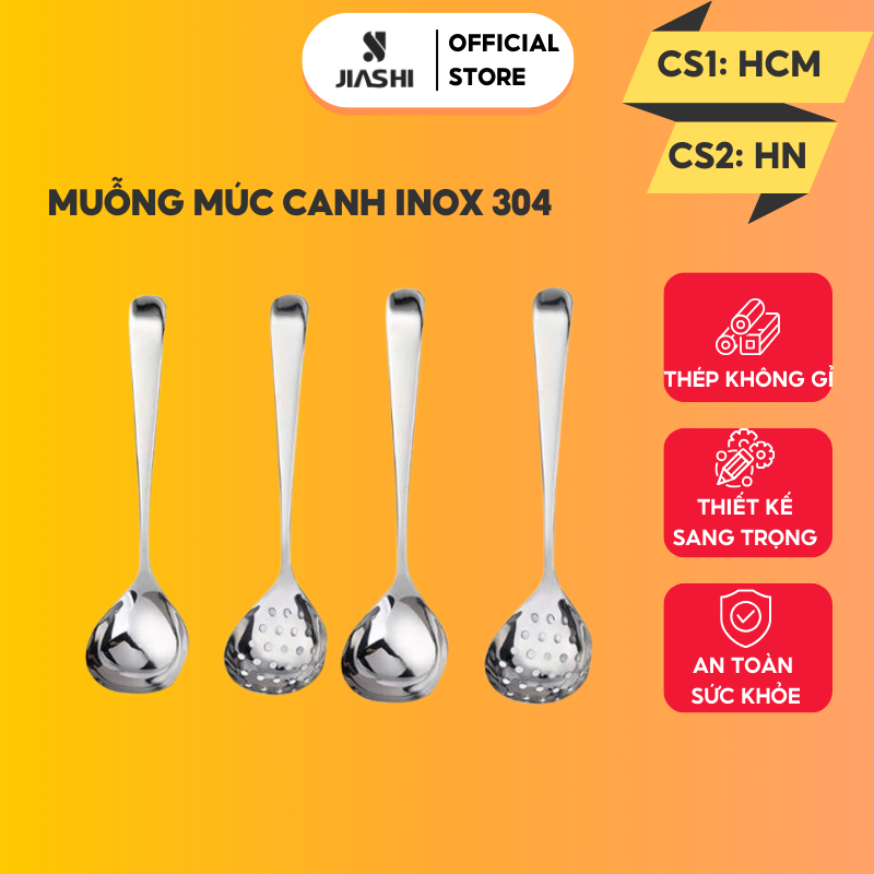 Muỗng, thìa múc canh/ muỗng thủng, vá lẩu soup inox 304 lòng sâu phong cách bắc âu hàng nội địa cao cấp mtm02