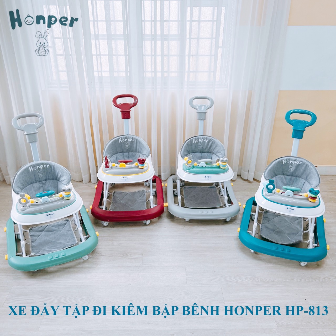 Xe chạy xe tập đi bập bênh cho bé có nhạc+đèn+tay đẩy+lót chân cho bé