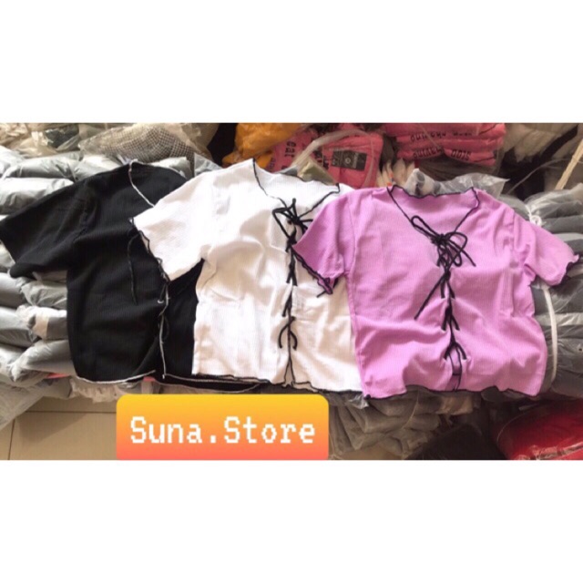 🔅croptop gân cuốn biên đan dây