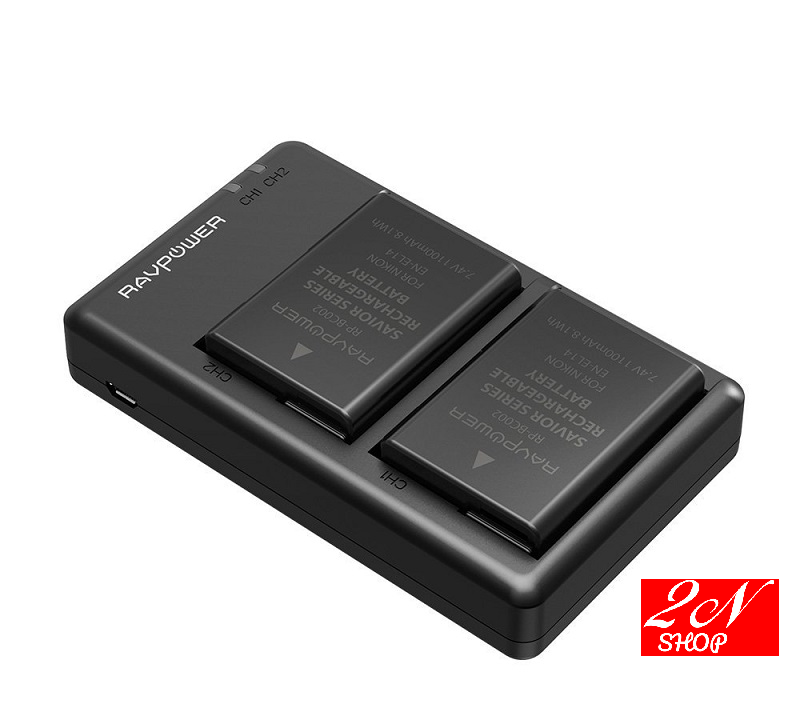 Bộ pin sạc ravpower el14 for nikon d3100, d3200, d3400, d5100, d5200, p7000, p7100,d5300, d5500, d5600...