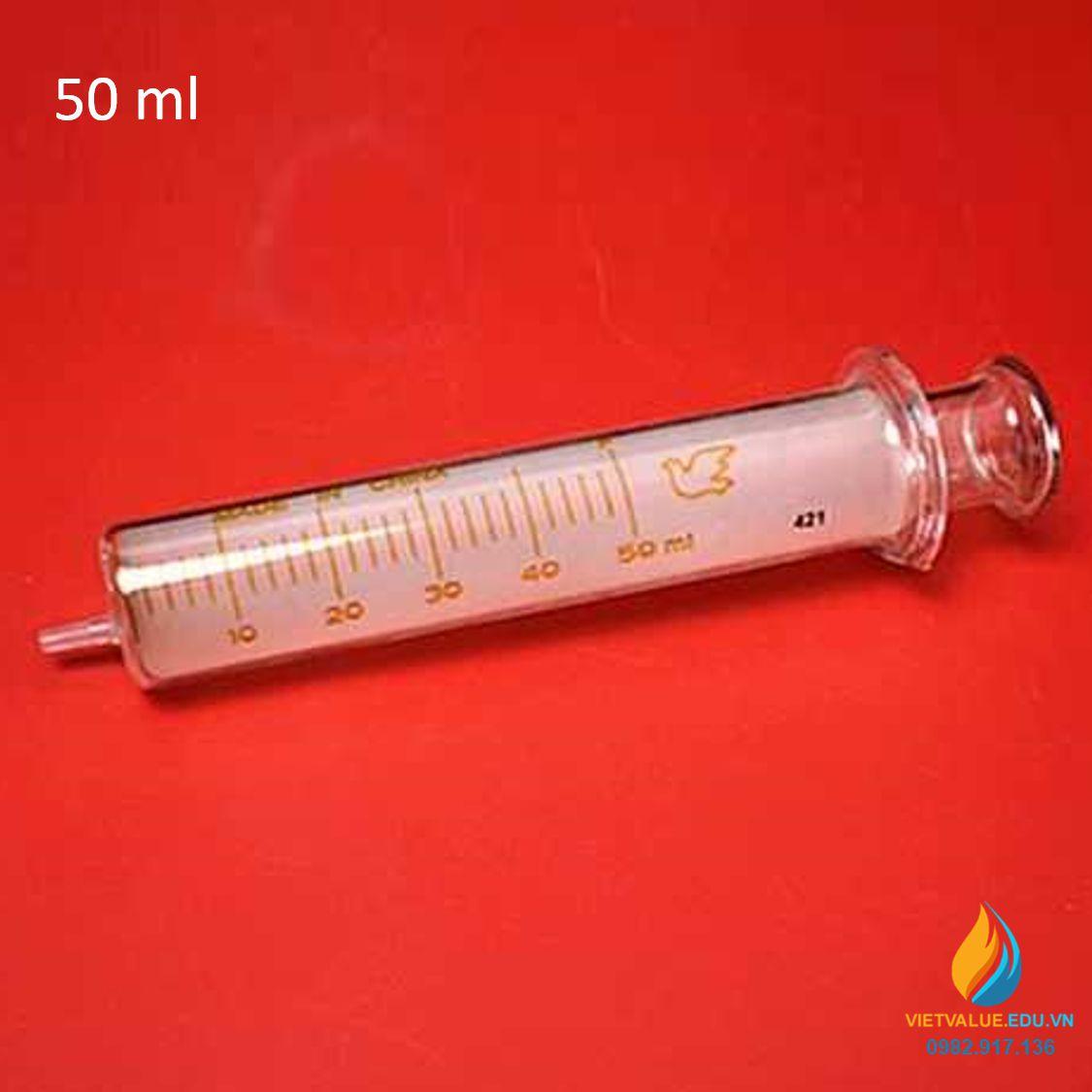 Xy lanh bơm tiêm thủy tinh vạch chia dung tích 50ml