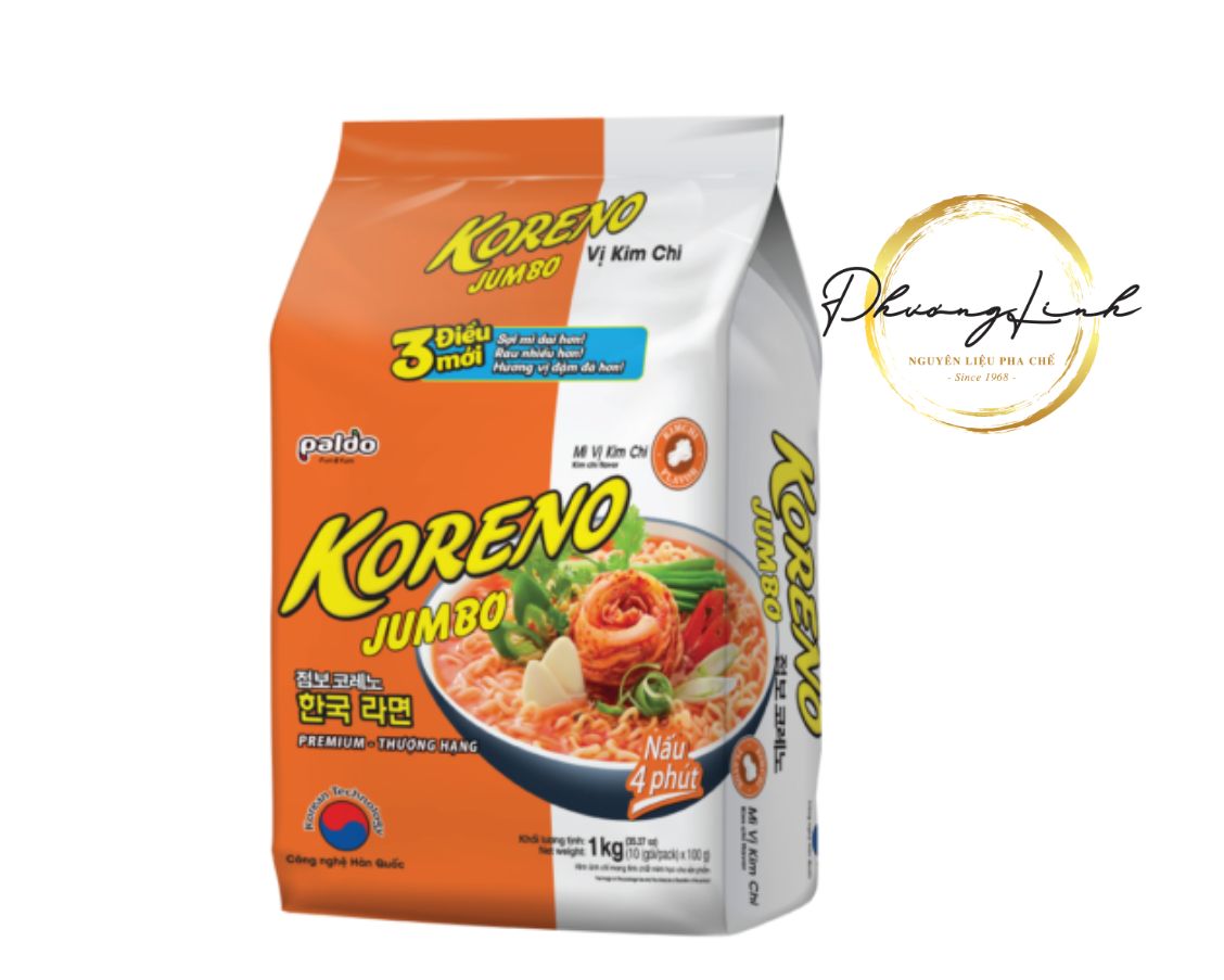 Sản phẩm mì hiệu koreno mùi kim chi trọng lượng gói 1kg gói nhỏ 100g 10gói nhỏ sản phẩm đúng như shop mô tả 100%