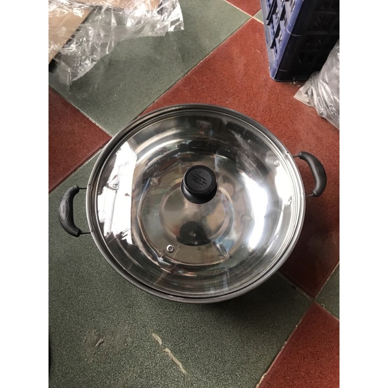 Xoong ăn lẩu- nồi ăn lẩu -28cm-hàng đẹp inox sáng