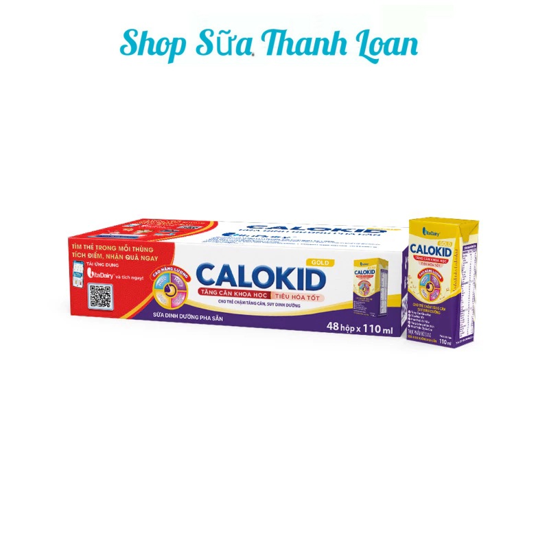 (HSD T11-2025) Thùng 48 Hộp Sữa Bột Pha Sẵn CALOKID GOLD 110ml.