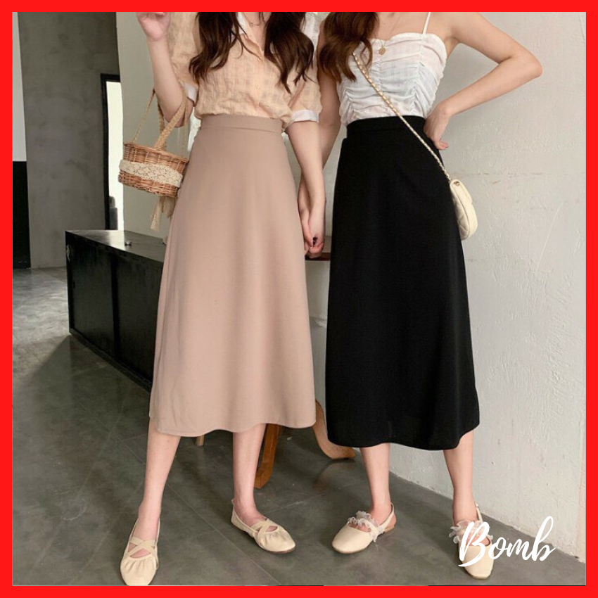 Chân váy midi trơn dáng A cực xinh, chân váy Midi dáng dài hot hit - Bomb Unisex