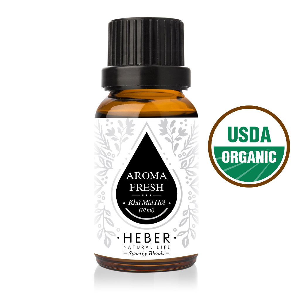 Tinh Dầu Khử Mùi Hôi - Aroma Fresh Blends Essential Oil Heber Vietnam, 100% Thiên Nhiên Nguyên Chất, Cao Cấp Nhập Khẩu, Kiểm Nghiệm Quatest 3, Xông Thơm Phòng