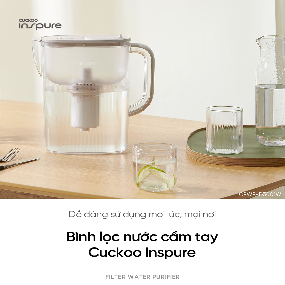 Bình Lọc Nước Cầm Tay Cuckoo Inspure CPWP-D3001W – 3.0 Lít