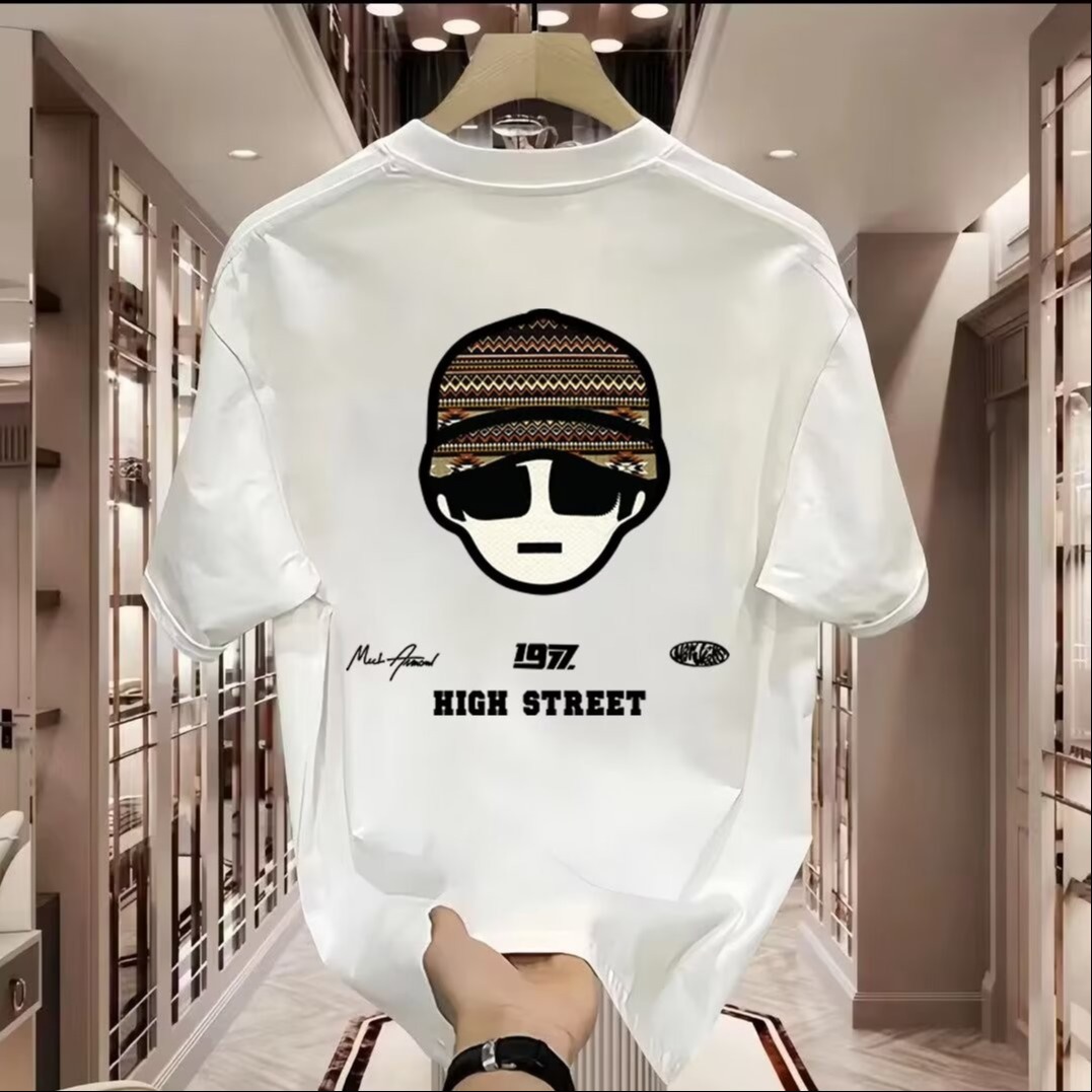 Fashion  shitr Short Sleeve T Men's New Summer Trendy Brand Fashion Shirt ins Loose Fit Top Hong Kong Style Casual Half Sleeve Standard TOP-personality