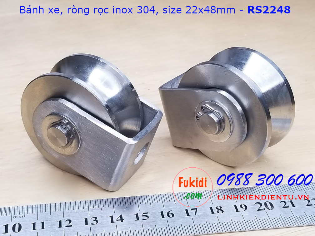 Ròng rọc, bánh xe cửa cổng, bánh xe định hướng inox 304 size 22x48mm - RS2248U, RS2248V, RS2248H