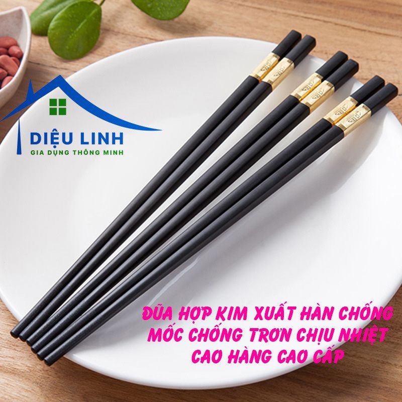 Đũa hợp kim xuất hàn chống mốc chống trơn chịu nhiệt cao hàng cao cấp Đũa đen Nội địa Trung dieulinhshop