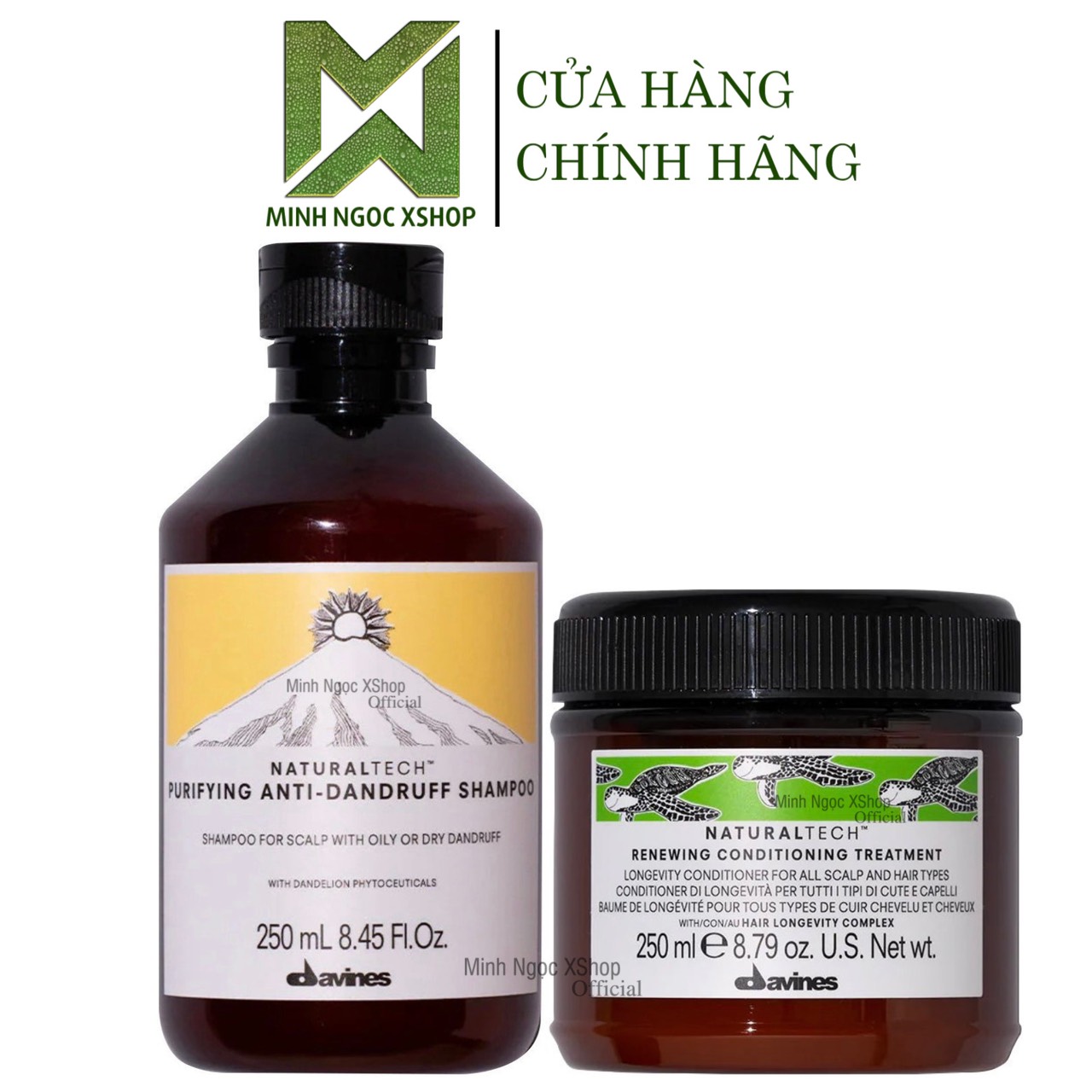 Combo dầu gội chống gàu Davines Purifying và dầu xả trường thọ Renewing 250ML