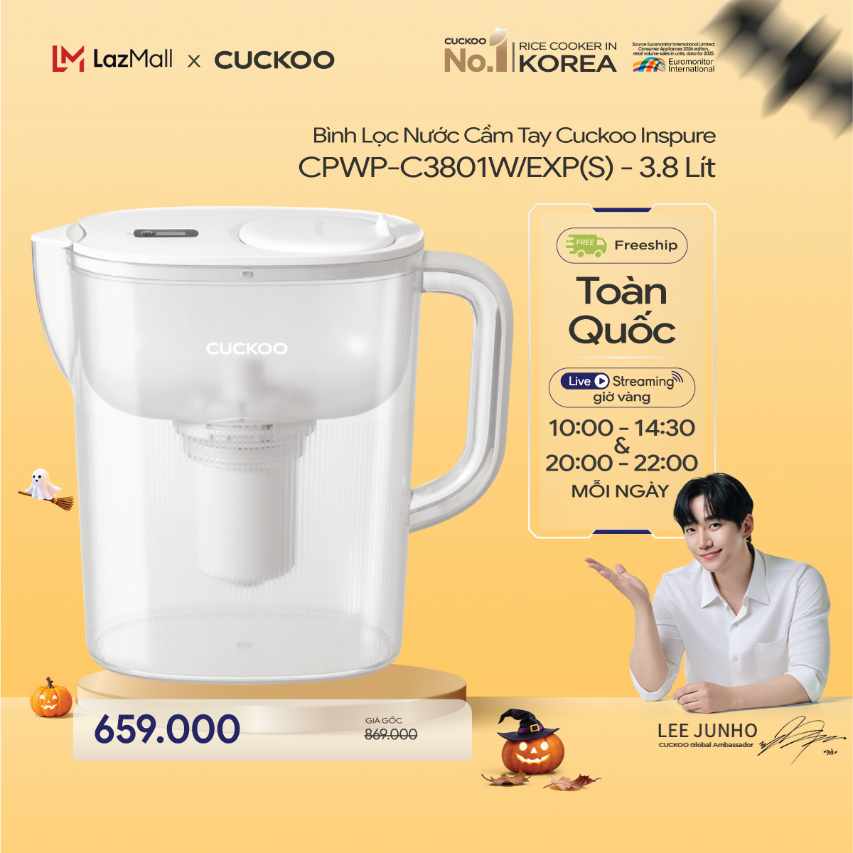 Bình Lọc Nước Cầm Tay Cuckoo Inspure CPWP-D3001W – 3.0 Lít