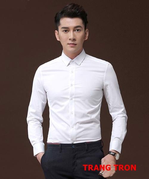 Áo sơ mi nam cao cấp mềm mịn trắng trơn cổ bẻ npd 36