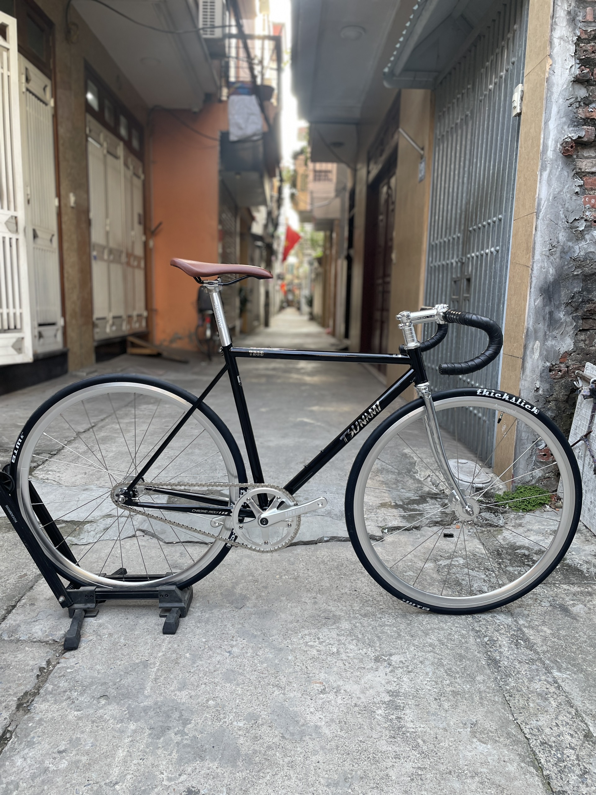 Xe đạp Fixedgear Tsunami TS03 kiểu Vintage Đùi bạc Intro 7