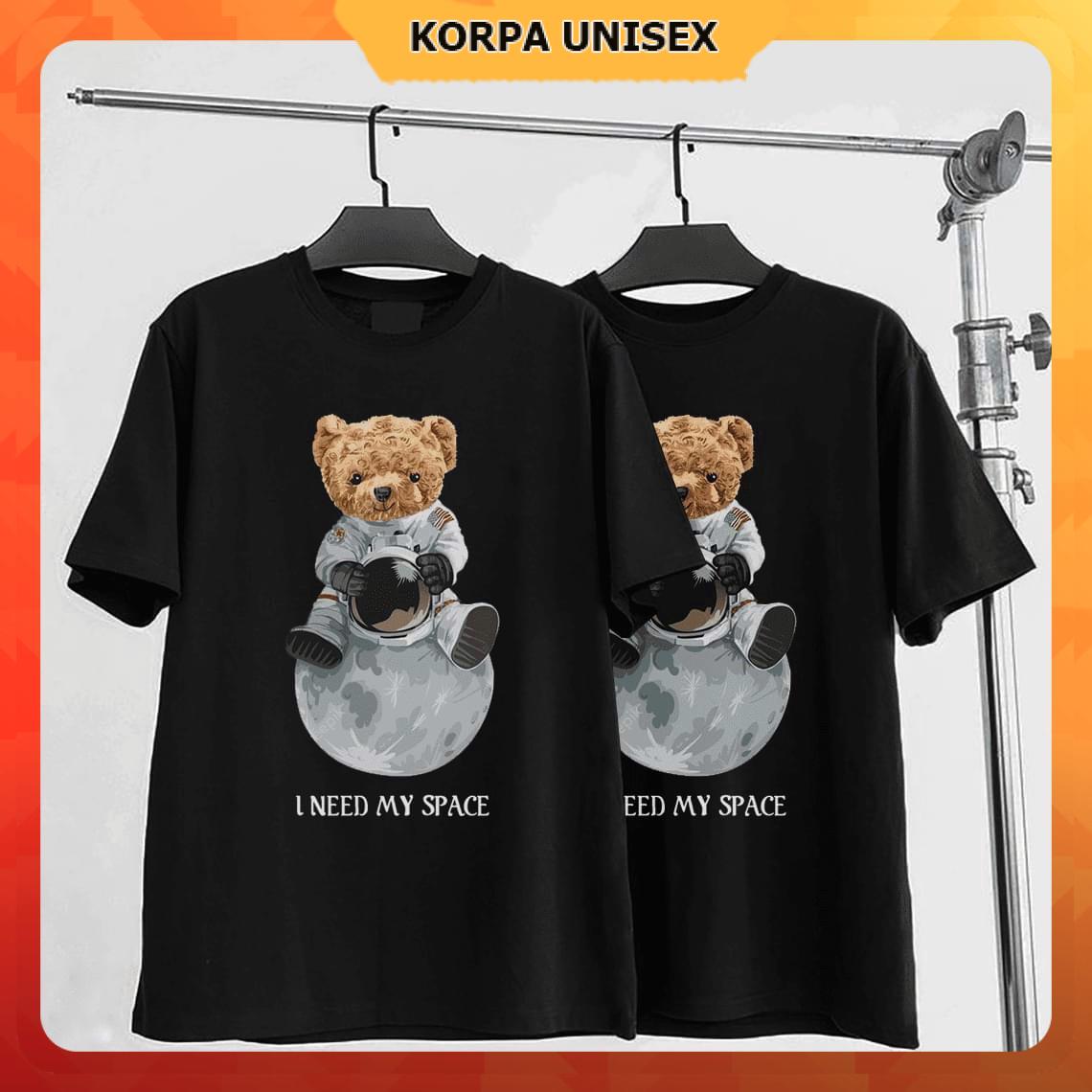 Áo thun tay lỡ form rộng in hình chú gấu I NEED SPACE - phông ulzzang oversize unisex