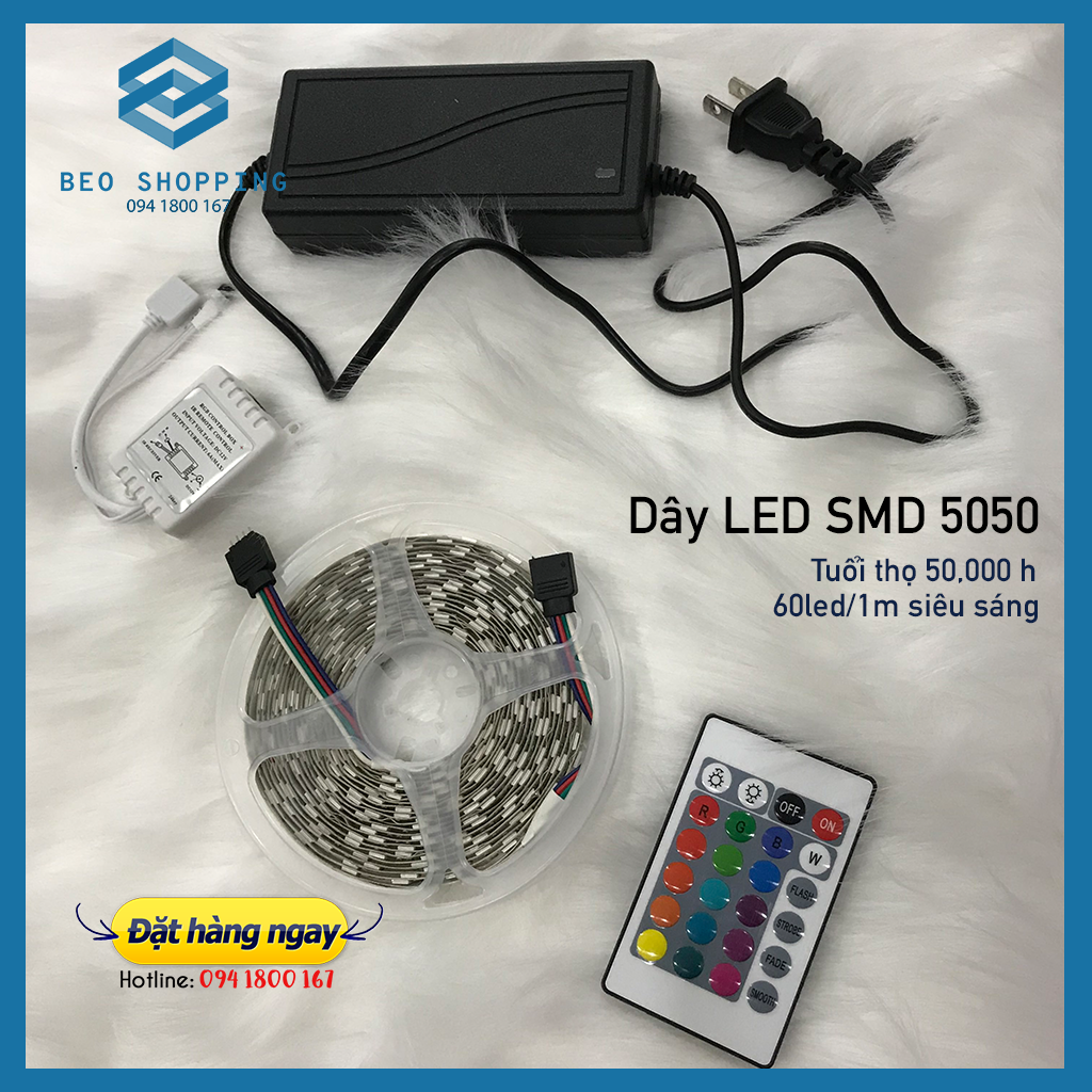 Dây LED SMD 5050 độ dài 5M quay tiktok, video, livestream bán hàng, trang trí xe hơi, nhà, sự kiện, tủ rượu