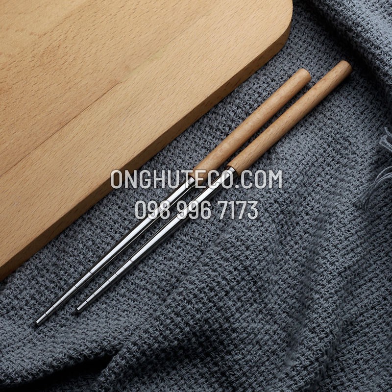 Bộ muỗng đũa nĩa dao cán gỗ inox 304