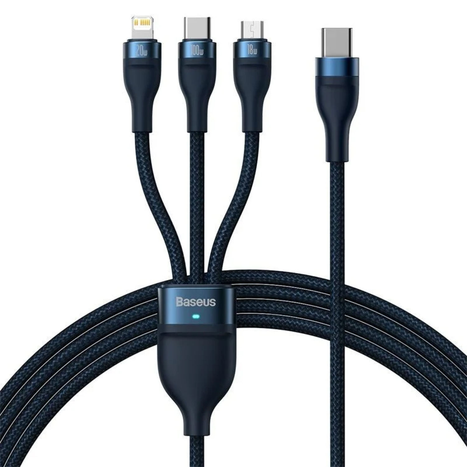 Cáp sạc nhanh 3 đầu baseus flash series ⅱ one-for-three fast charging cable type-c to m+l+c 100w