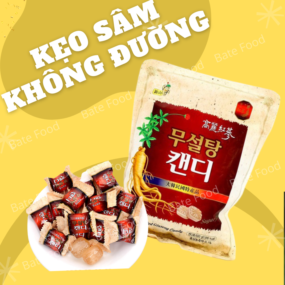 Kẹo hồng sâm không đường hàn quốc 500g, sugar free red ginseng candy