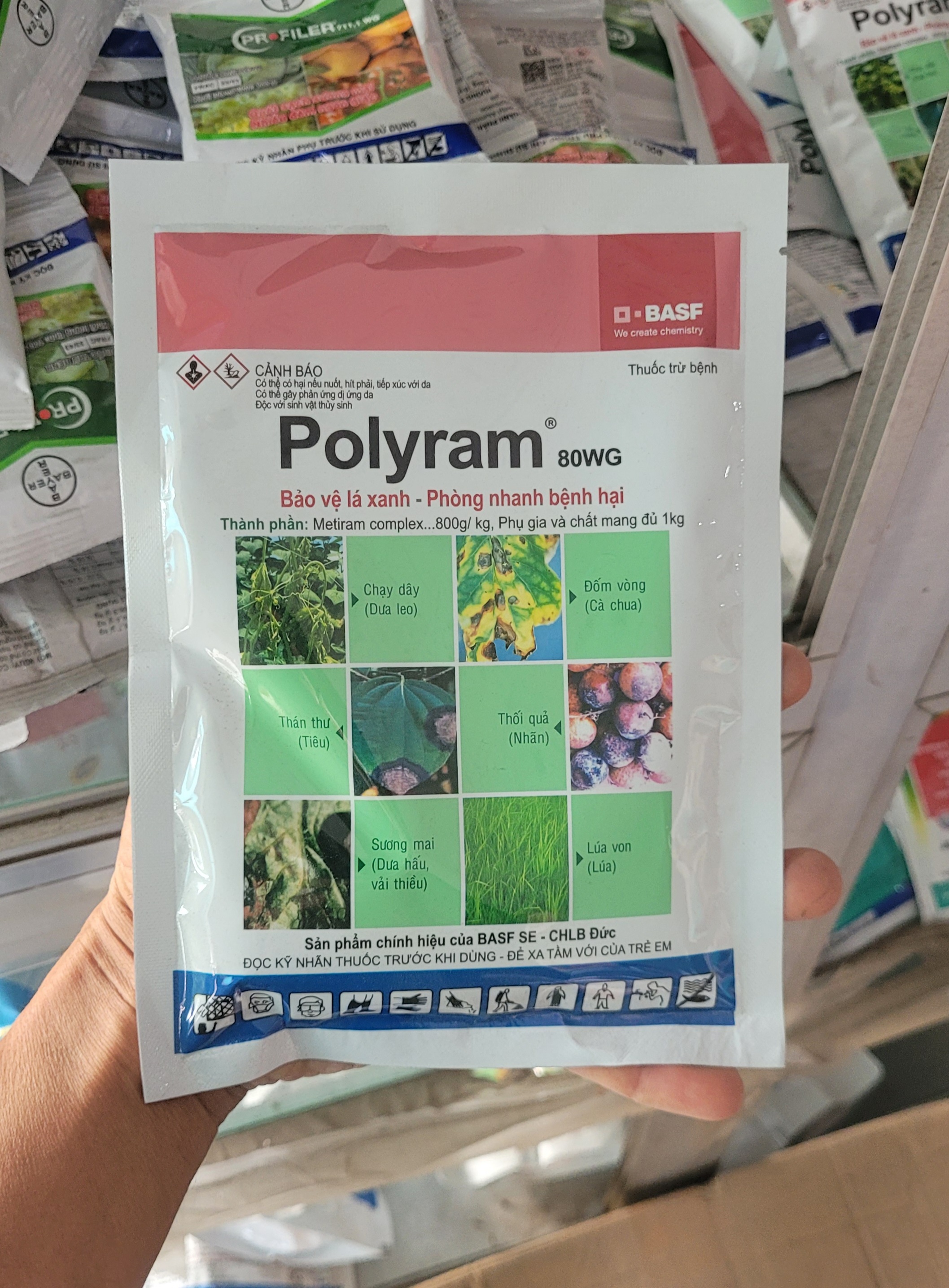 Polyram 80wg chính hãng basf - thuốc trừ bệnh thán thư, sương mai, dốm vòng, chạy dây, thối quả.