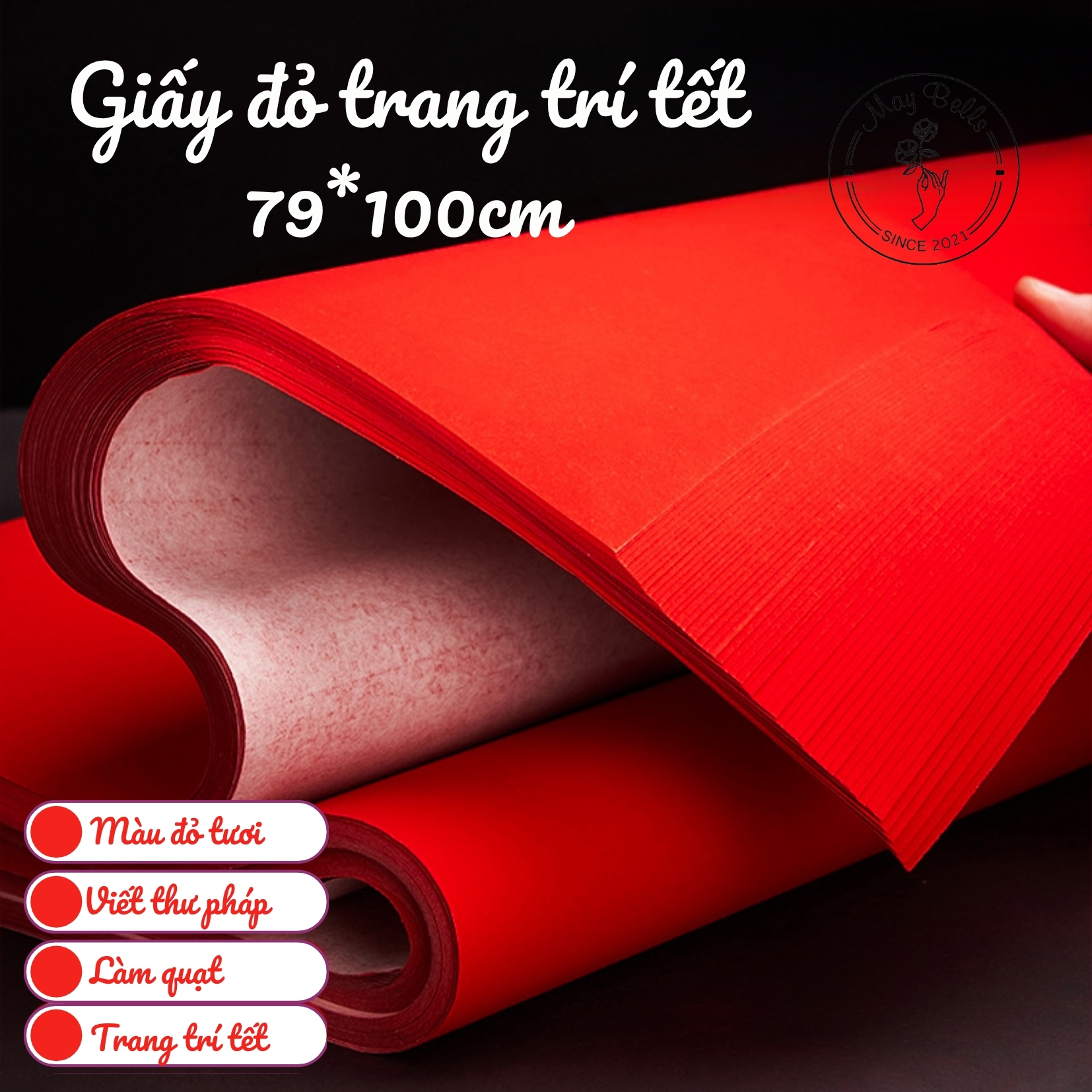 Giấy Đỏ Trang Trí Tết Xếp Quạt Viết Câu Đối, Giấy Thủ Công Size Lớn Trang Trí Tết Quán Cafe Văn Phòng