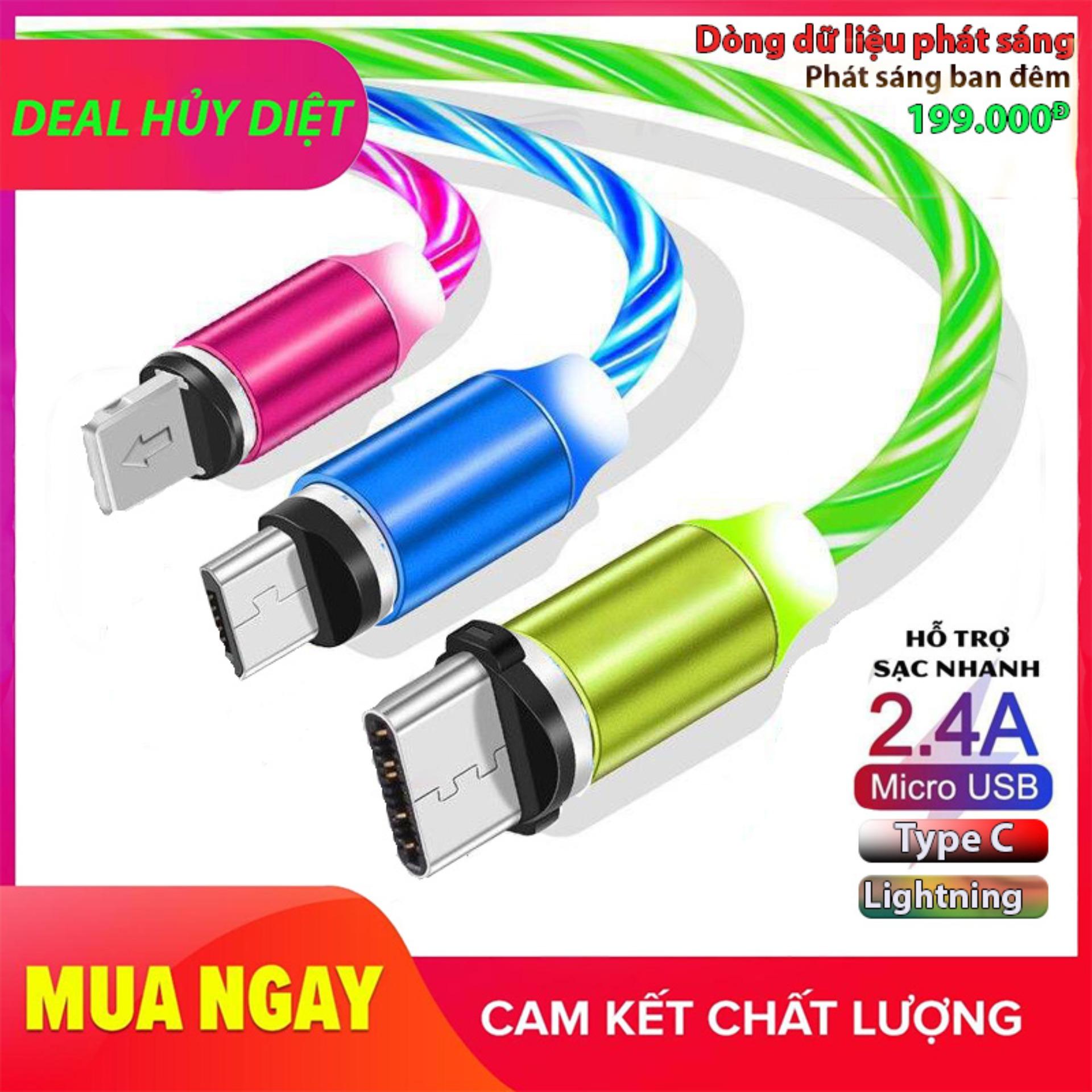 [HCM]Combo gồm Dây cáp sạc Nhanh LED phát sáng dòng chảy cực đẹp Có 3 cổng lựa chọn Lightning Micro USB Type C Dành cho IphoneSamsung Oppo Xiaomi (Giao Màu Ngẫu Nhiên) và Voucher giảm giá 30% cho đơn hàng kế tiếp