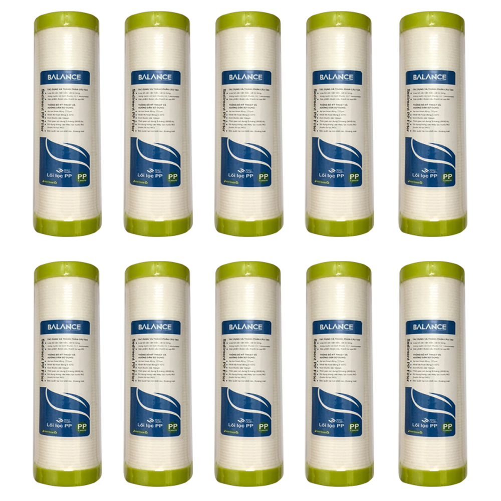 Combo 10 lõi lọc thô PP1M lắp cho máy lọc nước RO 10lít (có đầu bịt)