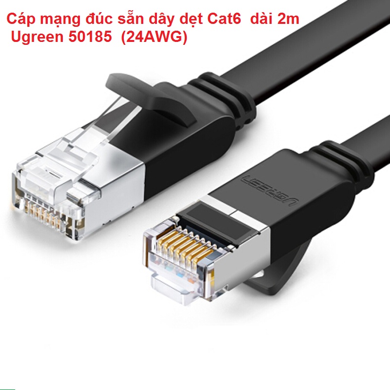 Cáp mạng đúc sẵn dây dẹt Cat6 dài 2m Ugreen 50185 Chính Hãng