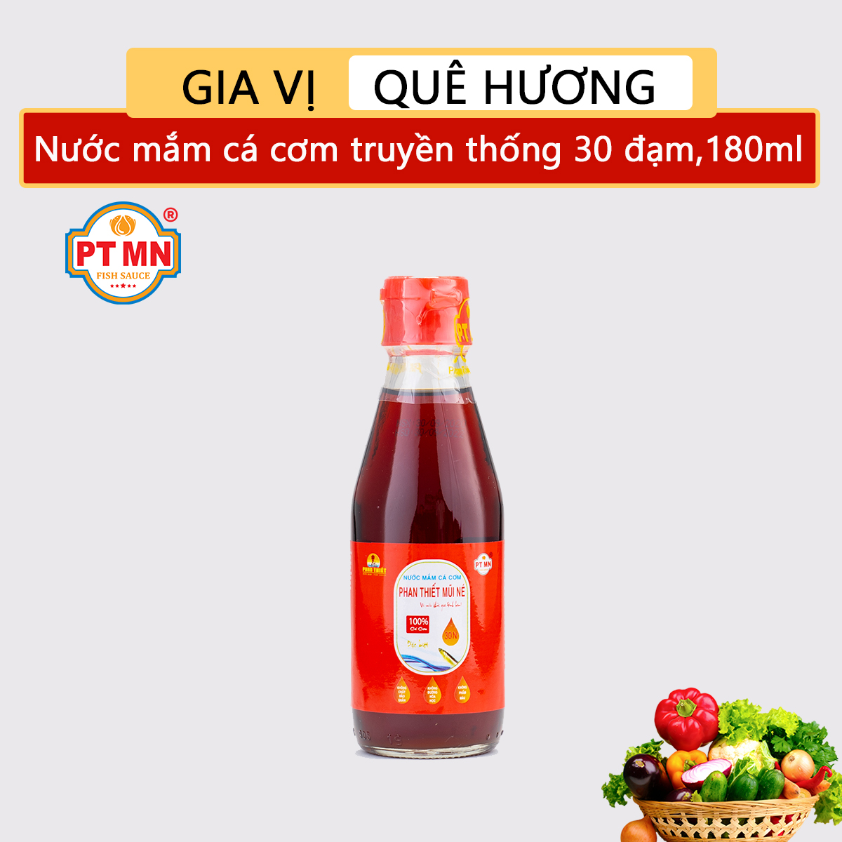 Nước mắm cá cơm truyền thống Phan Thiết Mũi Né 30 độ đạm chai 180ml