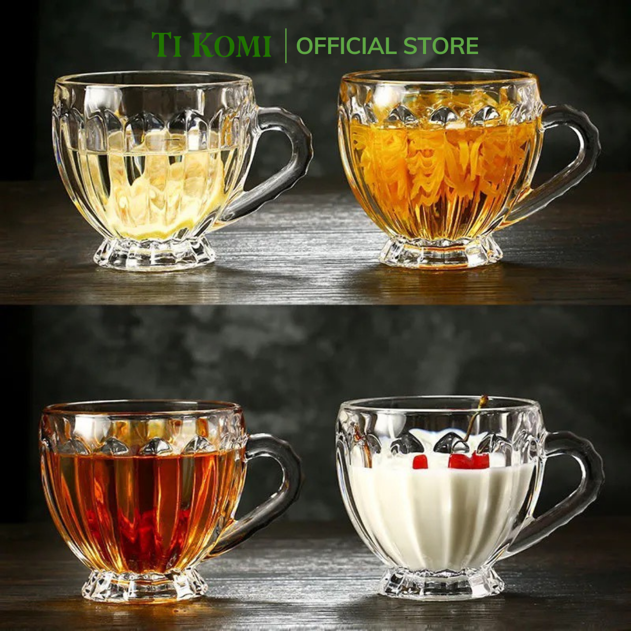 Bộ cốc ly thuỷ tinh hàng cao cấp có quai 6 chiếc