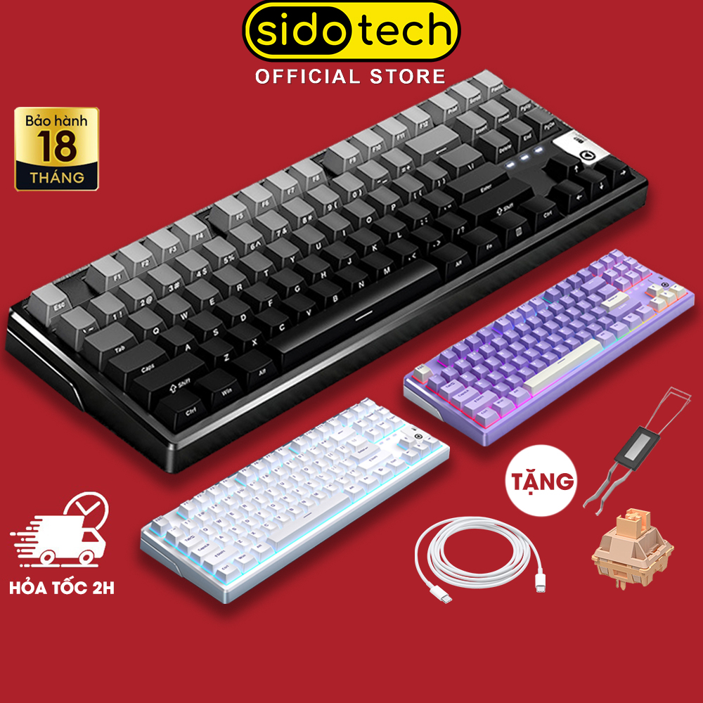 Bàn phím cơ gaming SIDOTECH Y87 không dây bluetooth 3 mode hotswap 5 pin tkl87 led rgb keycap pbt ninja layout 87 phím máy tinh laptop có thể custom đã được lót foam lube phím - Hàng chính hãng