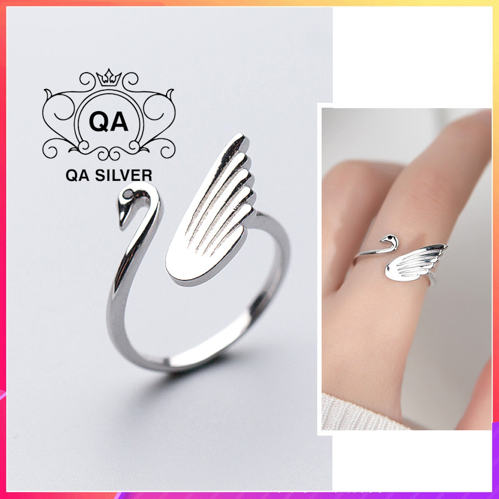 Nhẫn bạc 925 nữ chim thiên nga s925 swan qa silver ring ri240301
