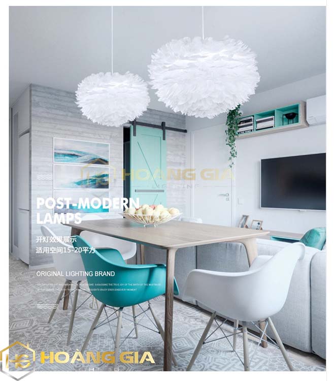 Đèn decor - đèn chùm phòng khách-đèn lông vũ bắc âu decor phòng ngủ phòng khách hiện đại - tặng kèm bóng led