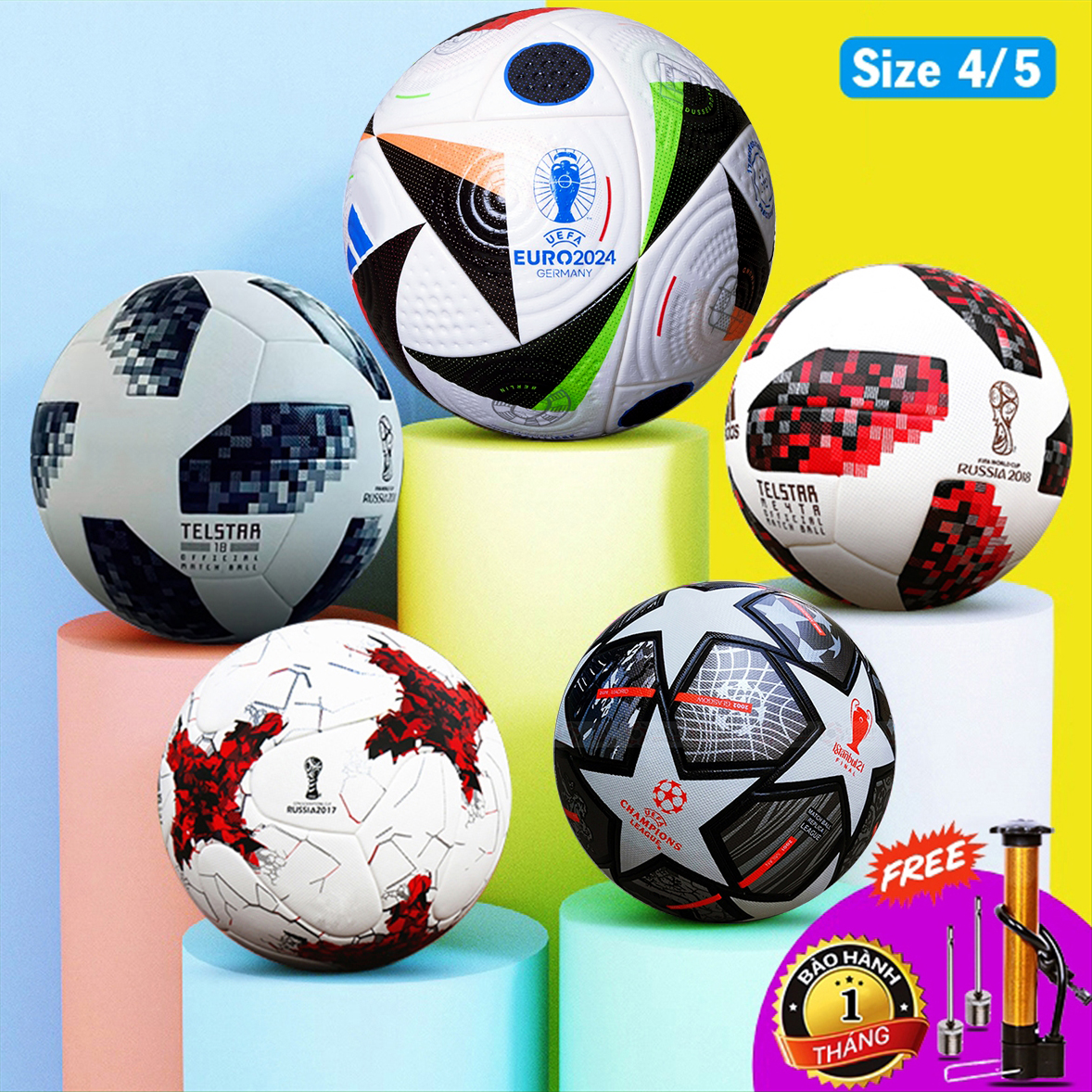 Bóng Đá Worldcup Euro Cúp C1 Ngoại Hạng Anh Laliga, Banh Bóng Đá Số 3 4 5 Giá Rẻ Đủ Size Trẻ Em Người Thi Đấu Sân Cỏ Nhân Tạo Và Sân Cỏ Tự Nhiên