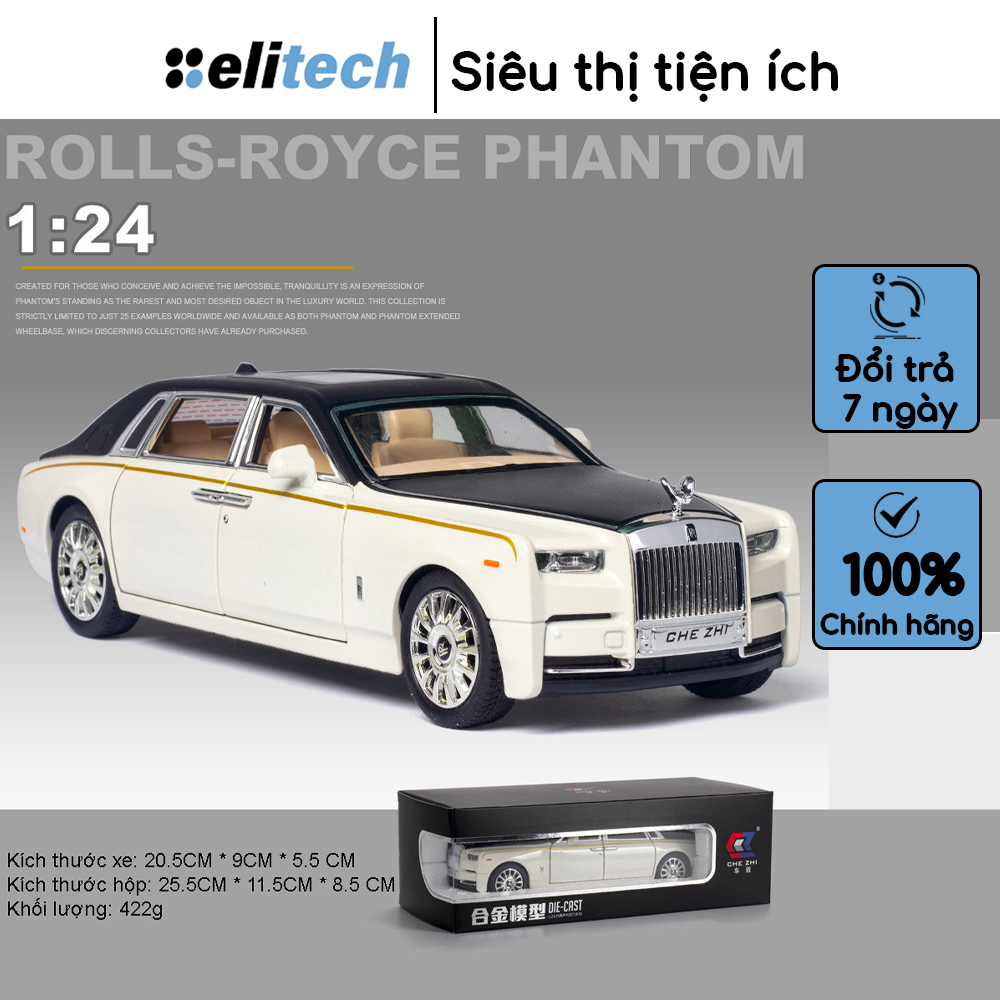 Xe mô hình Rolls Royce Phantom VIII tỉ lệ 1:24 Chezhi, Chất liệu hợp kim đẹp như xe thật, thiết kế tinh xảo