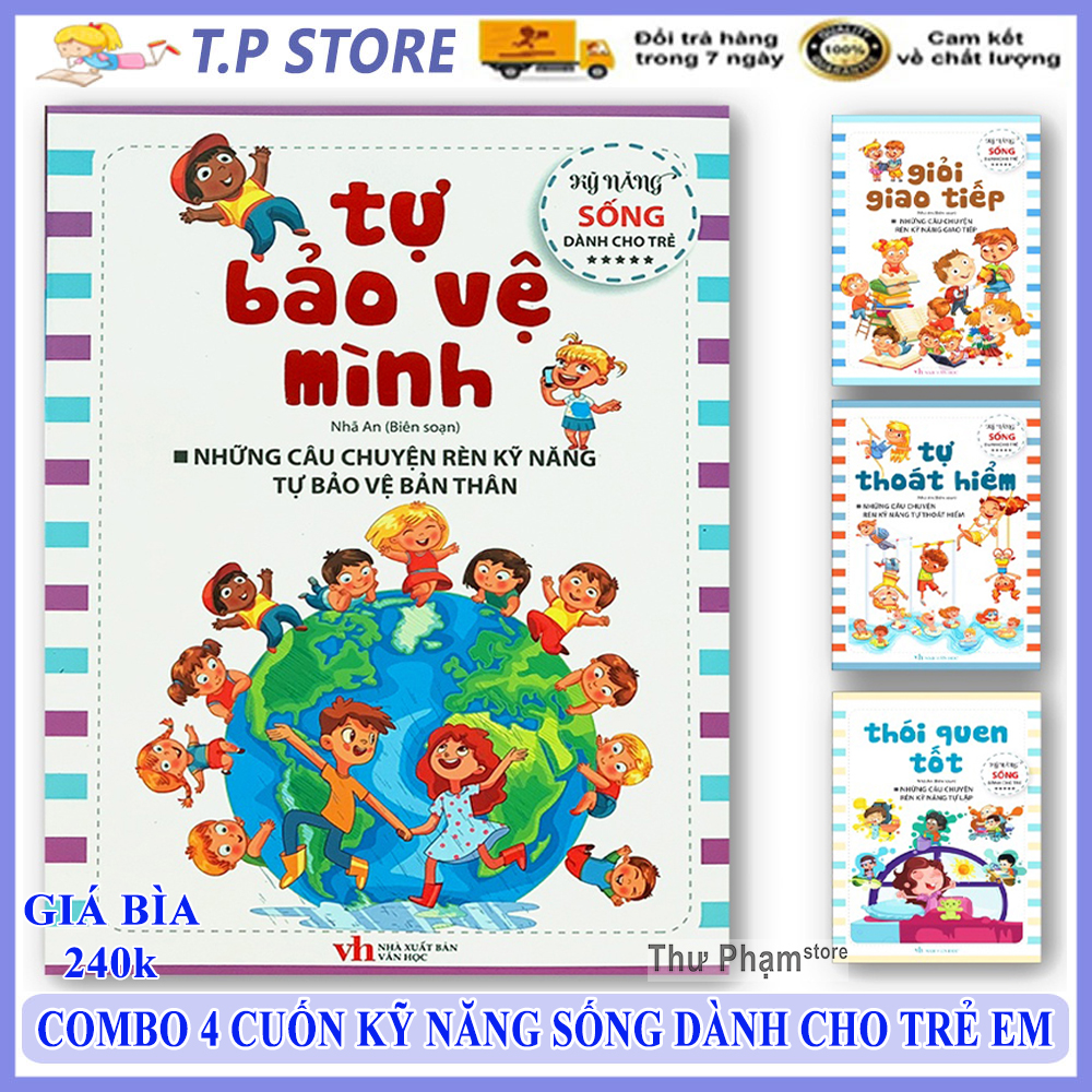 Combo Bộ 4 Cuốn Rèn Luyện Kỹ Năng Sống Dành Cho Trẻ: Giỏi Giao Tiếp, Thói Quen Tốt, Tự Thoát Hiểm, Tự Bảo Vệ Mình - Sách Cho Trẻ Em