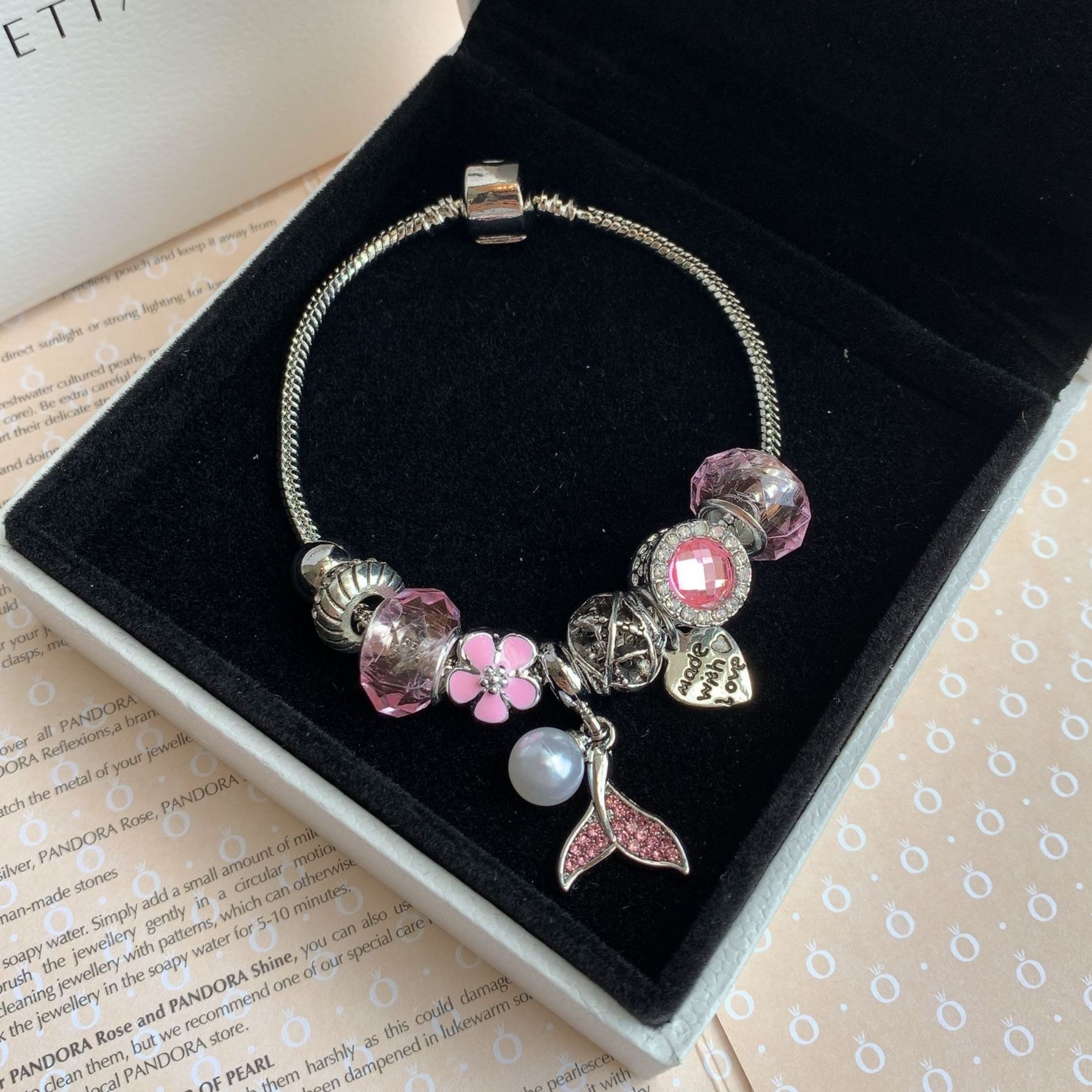 Vòng Tay Pandora Mix Charm Titan Không Gỉ Siêu Xinh Lắc Tay Vòng Tay Nữ Thời Trang