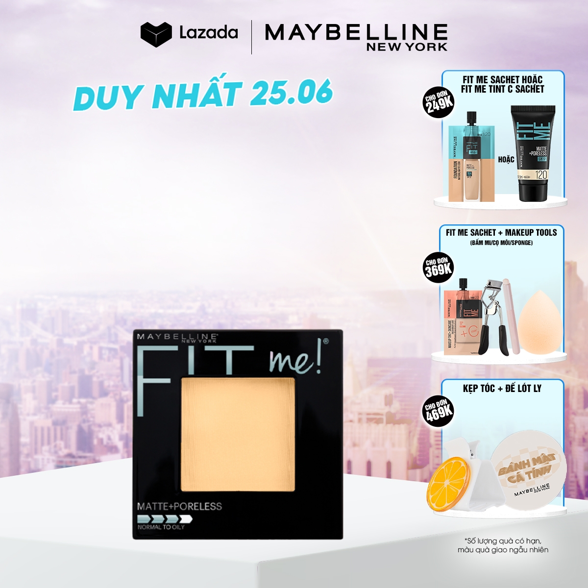 Phấn Phủ Mịn Nhẹ Kiềm Dầu Fit Me Matte Poreless Powder Maybelline New York 8.5g