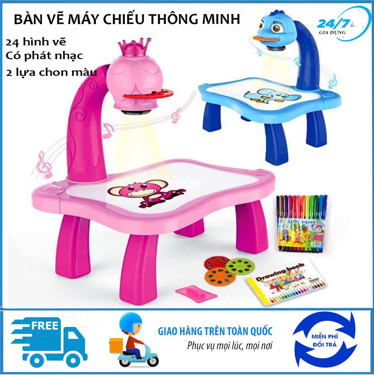 Bàn vẽ có đèn chiếu thông minh, bàn tập vẽ, bàn chiếu vẽ, bàn học cho bé,bàn máy chiếu tranh ảnh và nhạc cho bé tập tô vẽ.